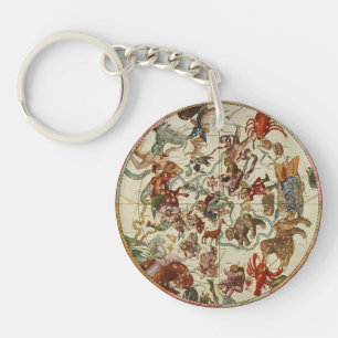 Vintage Celestial Northern Star Chart 1660 Key Ring
