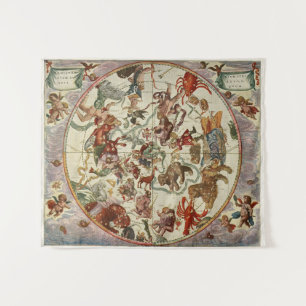 Vintage Celestial Northern Star Chart 1660 Tapestry