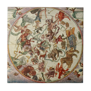 Vintage Celestial Northern Star Chart 1660 Tile