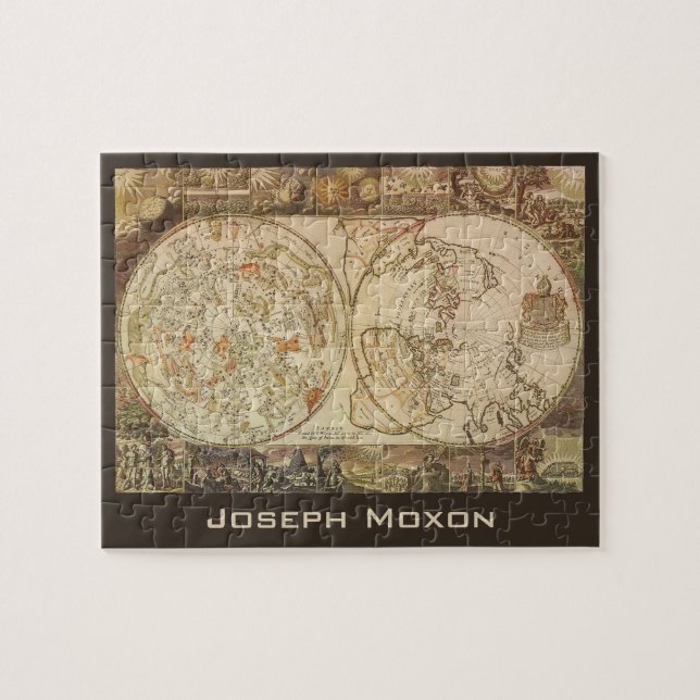 Vintage Celestial Planisphere Map by Joseph Moxon Jigsaw Puzzle (Horizontal)