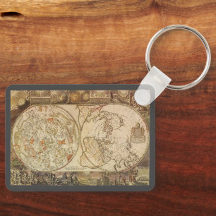Vintage Celestial Planisphere Map by Joseph Moxon Key Ring