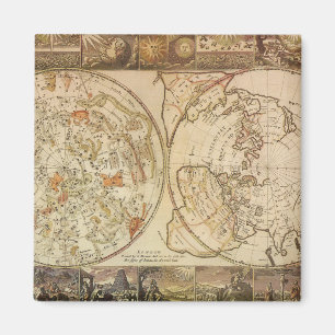 Vintage Celestial Planisphere Map by Joseph Moxon Magnet