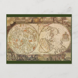Vintage Celestial Planisphere Map by Joseph Moxon Postcard