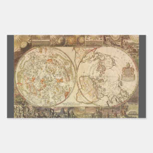 Vintage Celestial Planisphere Map by Joseph Moxon Rectangular Sticker