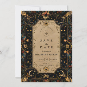 Vintage Celestial Renaissance Wedding Save The Date