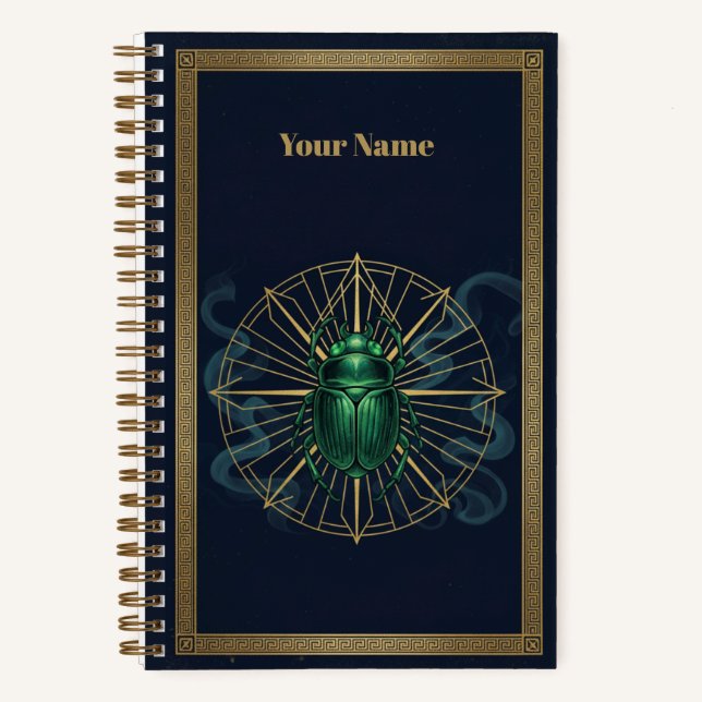 Vintage Celestial Scarab & Emerald Beetle Archival Notebook (Front)