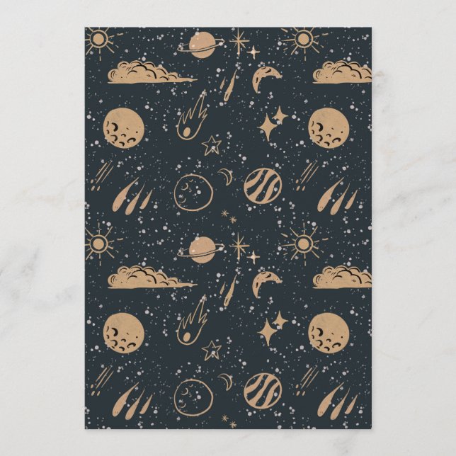 Vintage Celestial Space Pattern Invitation (Front)