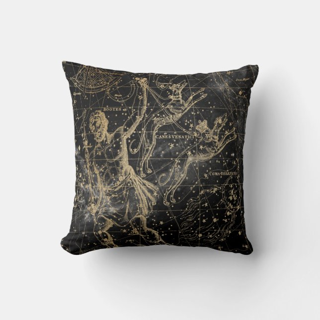 Vintage Celestial Star Map Background Cushion (Front)