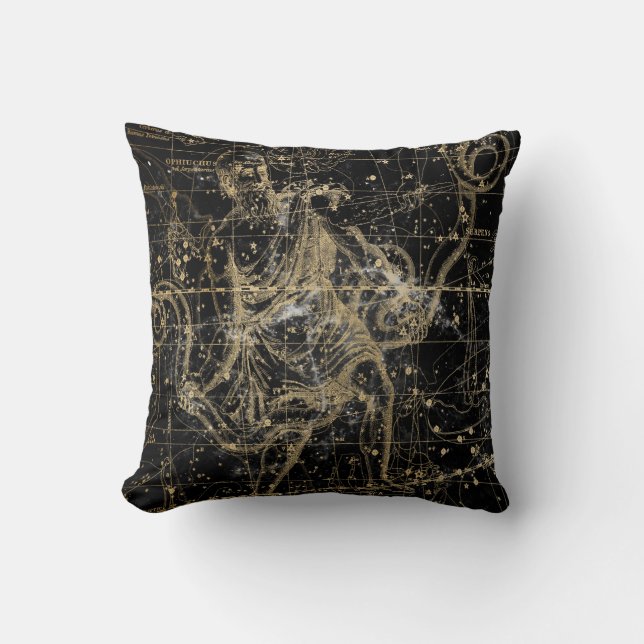 Vintage Celestial Star Map Background Cushion (Front)
