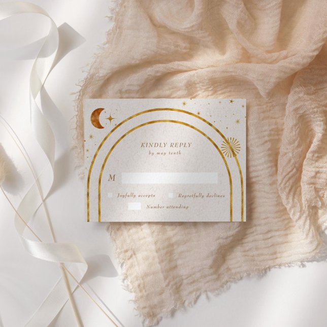 Vintage Celestial Stars Moon RSVP Response Card (Creator Uploaded)
