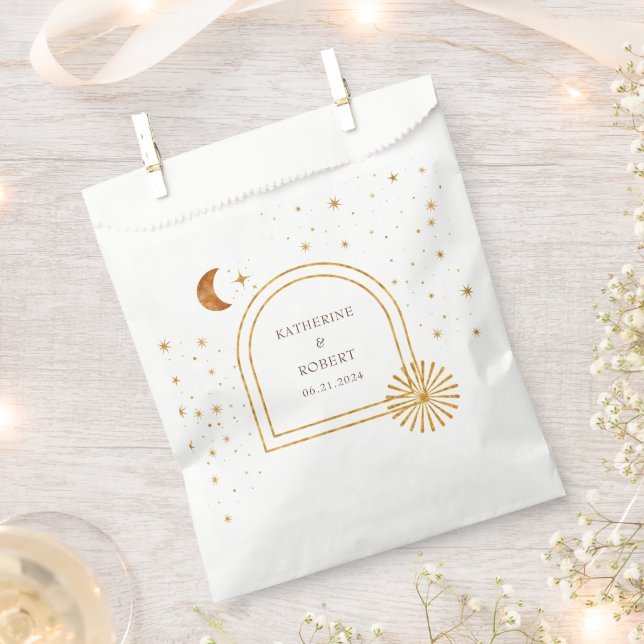 Vintage Celestial Stars Moon Wedding Favour Bags (Clipped)