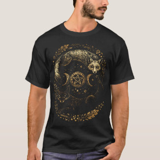 Vintage Celestial Sun And Moon Fox Yin Yang T-Shirt