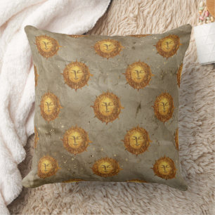 Vintage Celestial Sun Astrology Pattern Cushion