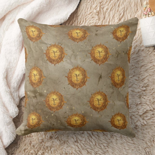 Vintage Celestial Sun Astrology Pattern Cushion (Blanket)