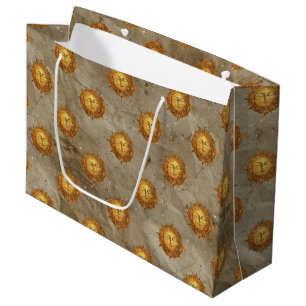 Vintage Celestial Sun Astrology Pattern Large Gift Bag