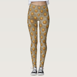Vintage Celestial Sun Astrology Pattern Leggings