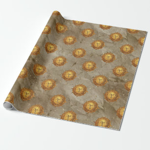 Vintage Celestial Sun Astrology Pattern Wrapping Paper