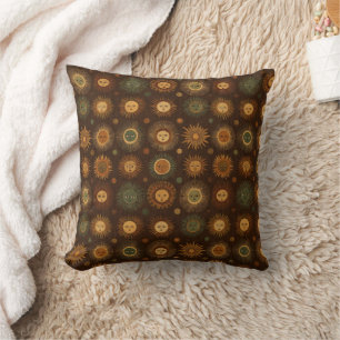 Vintage Celestial Sun Face Pattern Cushion