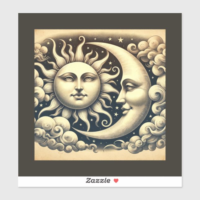 Vintage Celestial Sun & Moon  (Sheet)