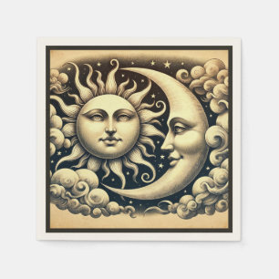Vintage Celestial Sun & Moon  Napkin