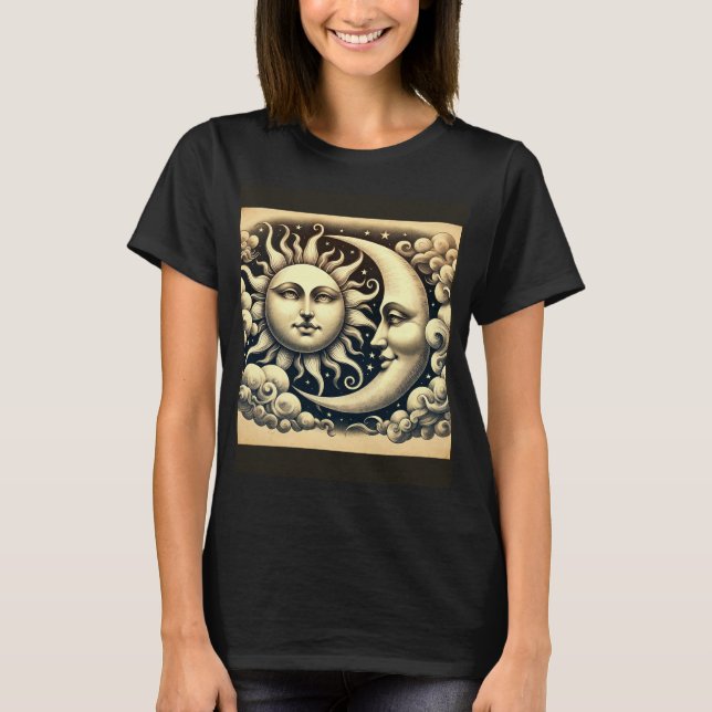 Vintage Celestial Sun & Moon  T-Shirt (Front)