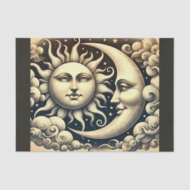 Vintage Celestial Sun & Moon  Tissue Paper (Front)