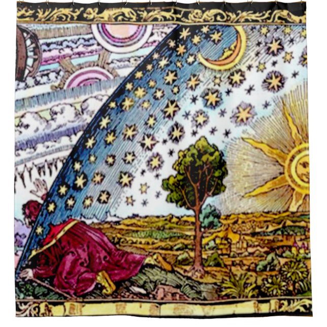 Vintage Celestial: The Flammarion Engraving Shower Curtain (Front)