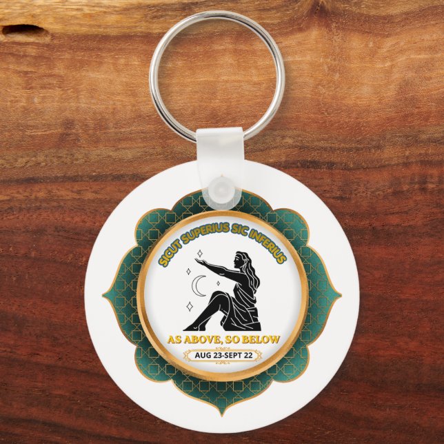Vintage Celestial Virgo Zodiac Poster Key Ring (Front)