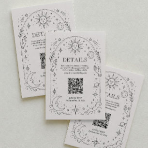 Vintage Celestial Wedding Details Qr Code Enclosure Card