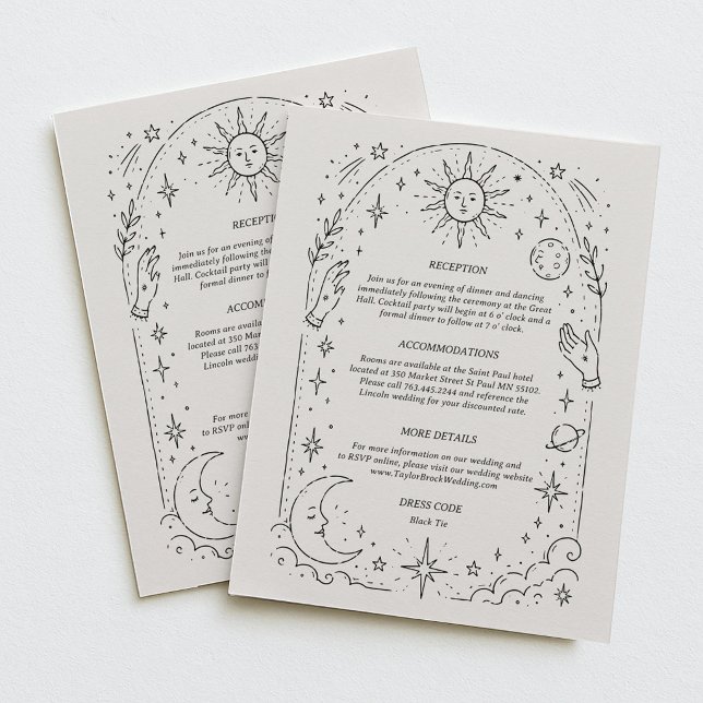 Vintage Celestial Wedding Details Traditional Enclosure Card (Creator Uploaded)