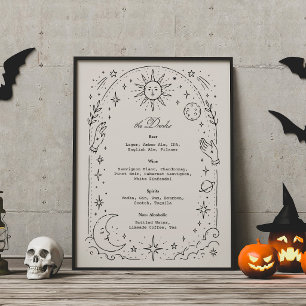 Vintage Celestial Wedding, Goth Wedding Drink Menu Poster