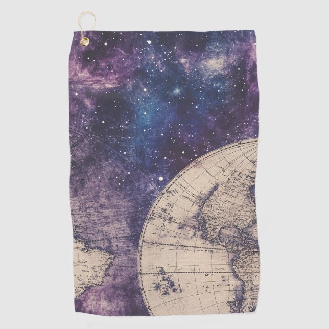 Vintage Celestial World Map (3) Golf Towel (Front)