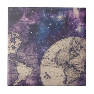 Vintage Celestial World Map (3) Tile