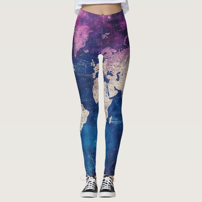 Vintage Celestial World Map (4) Leggings (Front)