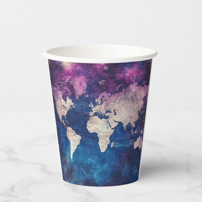 Vintage Celestial World Map (4) Paper Cups (Front)