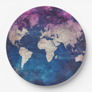 Vintage Celestial World Map (4) Paper Plate