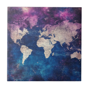 Vintage Celestial World Map (4) Tile