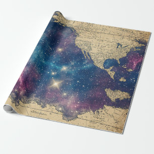 Vintage Celestial World Map (6) Wrapping Paper