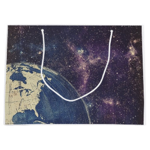 Vintage Celestial World Map Large Gift Bag