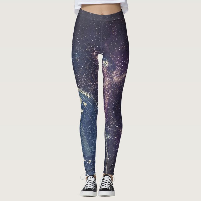 Vintage Celestial World Map Leggings (Front)