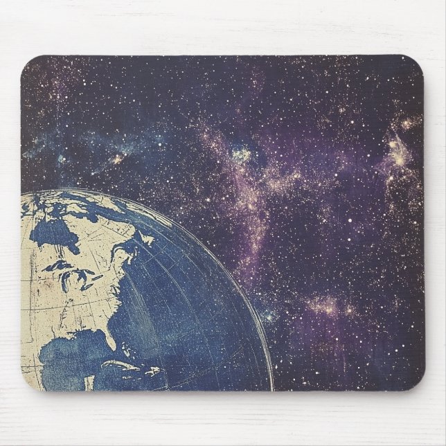 Vintage Celestial World Map Mouse Mat (Front)