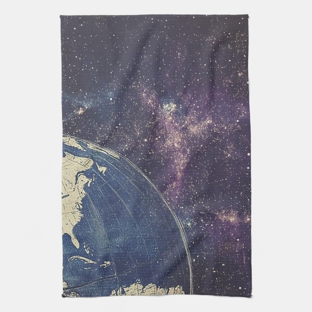 Vintage Celestial World Map Tea Towel (Vertical)