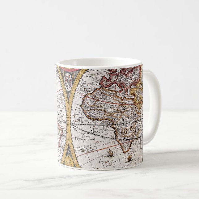 Vintage Celestial World Map with Zodiac Diagrams Coffee Mug (Front Right)