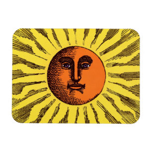 Vintage Celestial Yellow Smiling Happy Hippie Sun Magnet