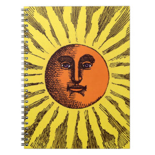 Vintage Celestial Yellow Smiling Happy Hippie Sun Notebook