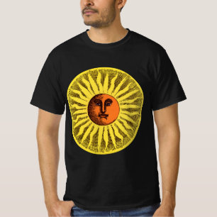 Vintage Celestial Yellow Smiling Happy Hippie Sun T-Shirt