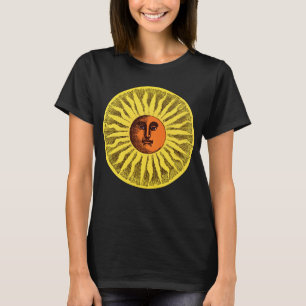 Vintage Celestial Yellow Smiling Happy Hippie Sun T-Shirt