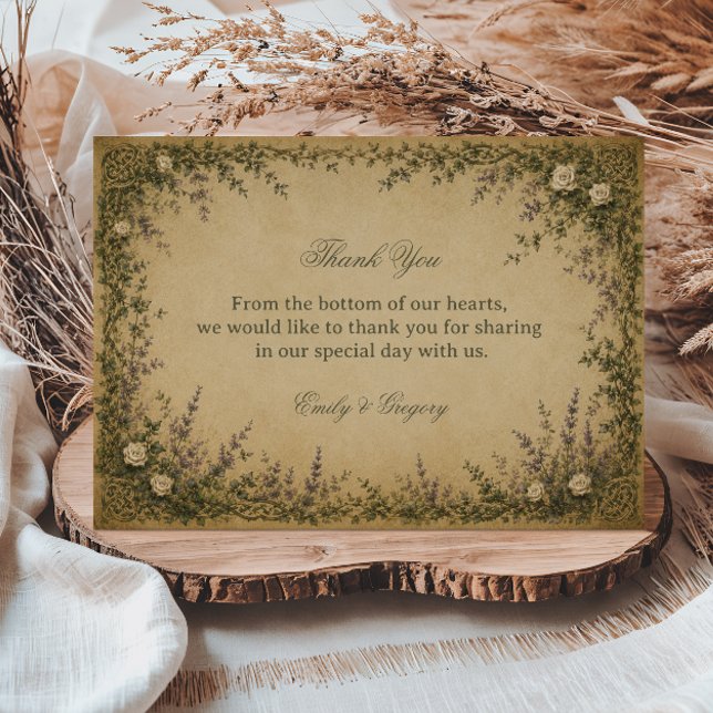 Vintage Celtic Botanical Thank You Card (Creator Uploaded)