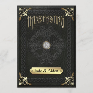 Vintage Celtic Cross Handfasting Wedding Invitation