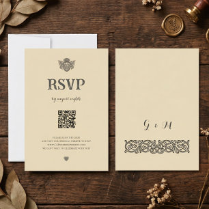 Vintage Celtic Knot Mediaeval Crest QR RSVP Card